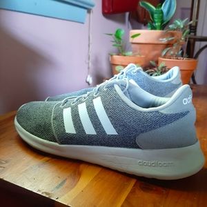 Grey & White Adidas Cloudfoam Athletic Shoes